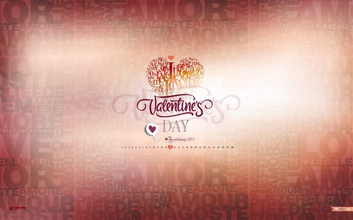 Its Valentines Day-February 2013 calendar desktop themes wallpaper Views:8932 Date:2013/2/1 9:42:24