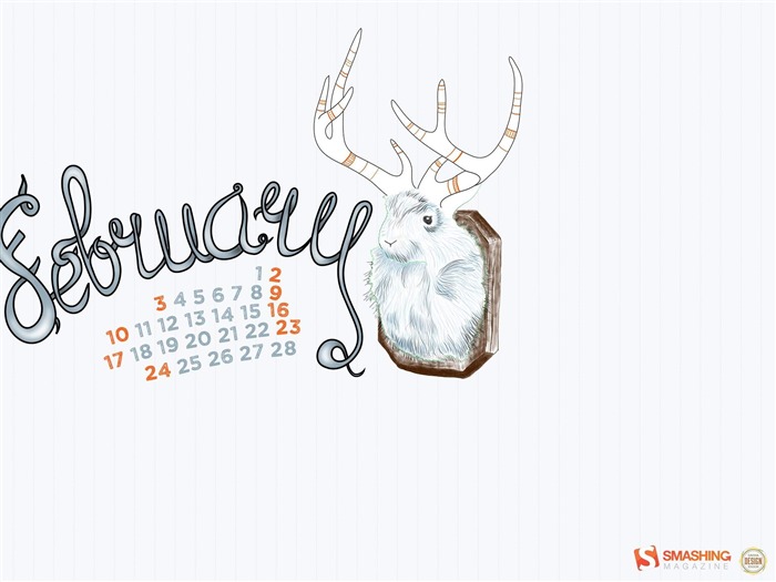 Jackalope-February 2013 calendar desktop themes wallpaper Views:9069 Date:2013/2/1 9:42:54