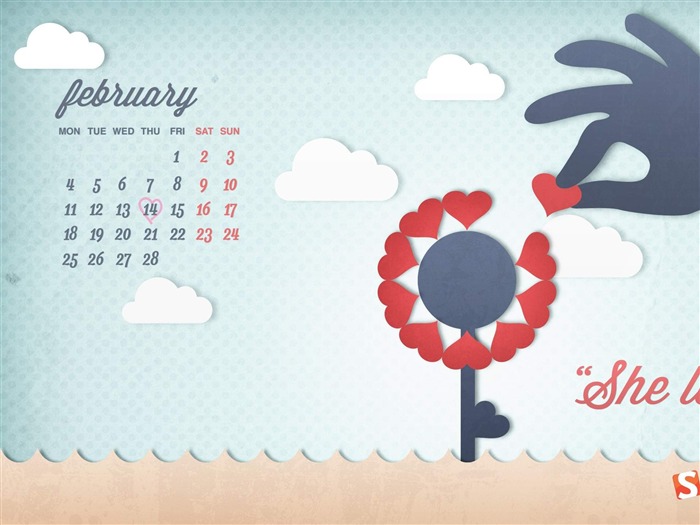 She Loves Me-February 2013 calendar desktop themes wallpaper Views:7065 Date:2013/2/1 9:48:15