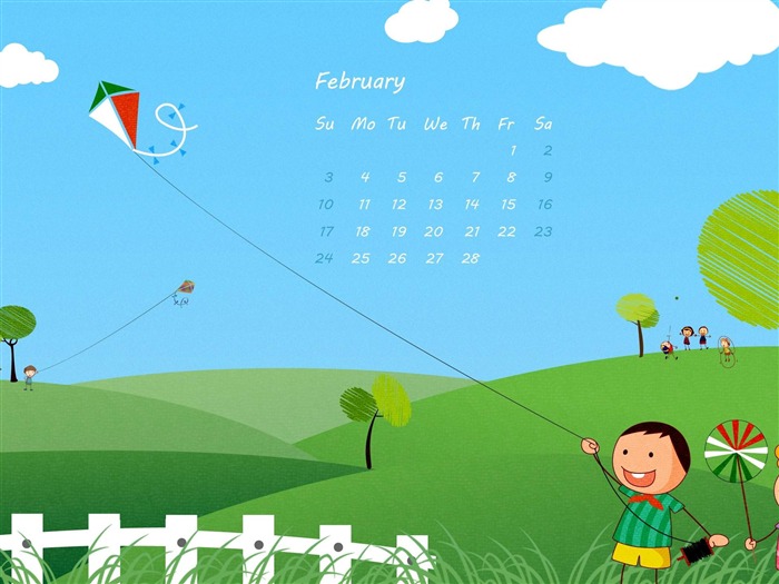 Spring Kites-February 2013 calendar desktop themes wallpaper Views:8043 Date:2013/2/1 9:48:49