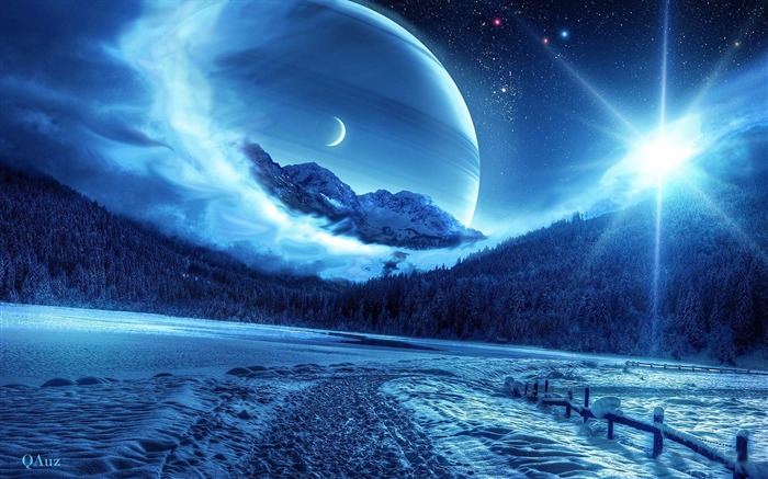 Winter Forest and Blue Space-Universe space HD Desktop Wallpaper Views:37929 Date:2013/2/19 9:40:48