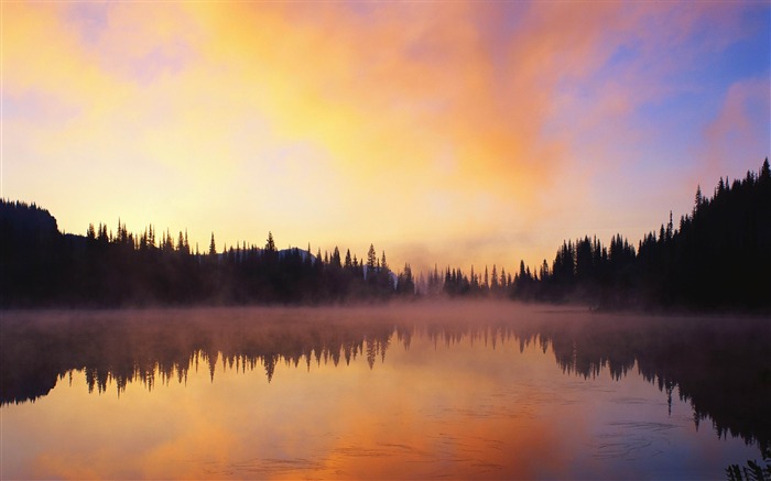 brouillard lac-Lakeside paysage HD fond d'écran Vues:10231