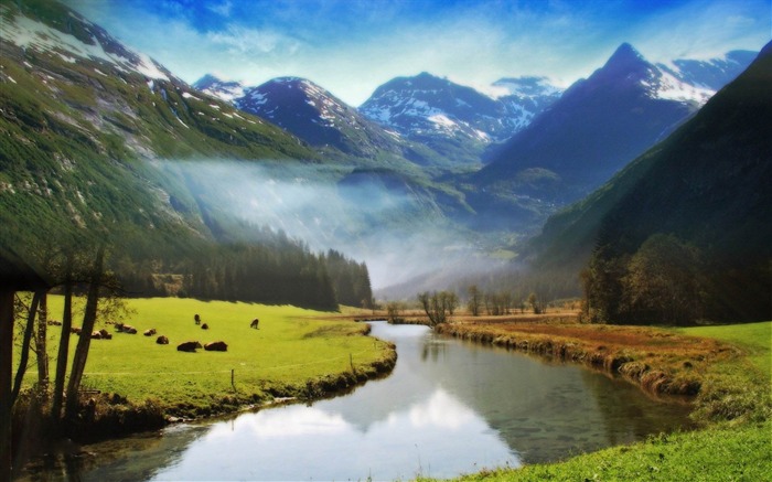 secuencia en el fondo de pantalla panorámica del paisaje natural del valle Vistas:14490