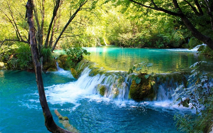 cascada en plitvice lagos parque nacional-paisaje natural fondo de pantalla panorámica Vistas:31454