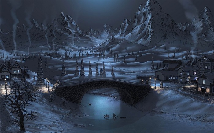 winter night-Digital Art design HD Wallpaper Views:26105 Date:2013/2/14 14:28:34