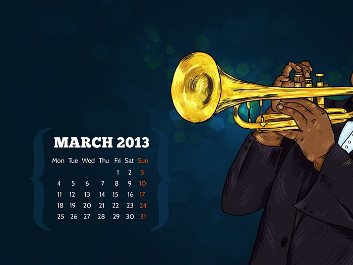 Jam Session-March 2013 calendar desktop themes wallpaper Views:8678 Date:2013/3/1 9:21:58