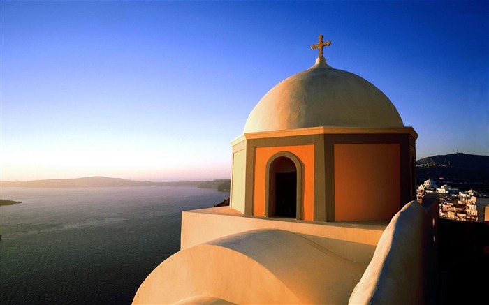 iglesia en fira santorini-City fotografía de viaje fondo de pantalla Vistas:10211