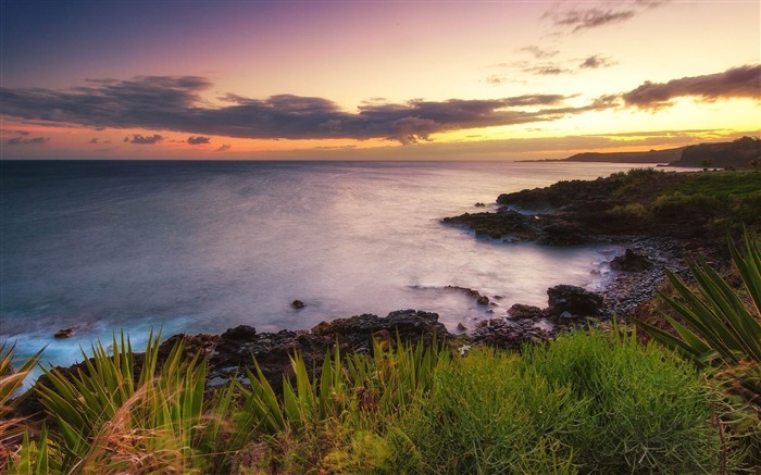 côte de la mer horizon nuages ​​soir espagne-Parfait paysage HD fond d'écran Vues:12032