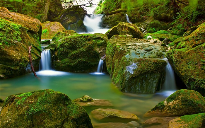 montagne cascade-Beau paysage HD fond d'écran Vues:28205