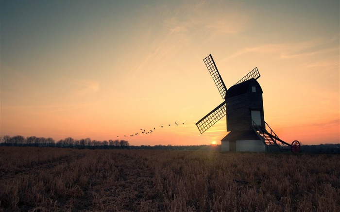 ancien moulin à vent-Beau paysage HD fond d'écran Vues:14941