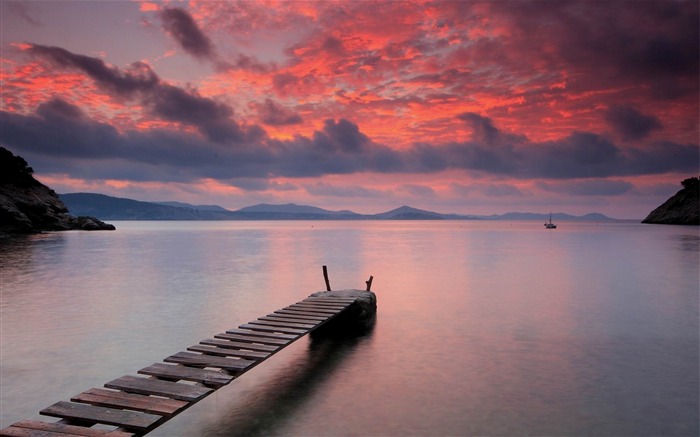 coucher de soleil calme-Beau paysage HD fond d'écran Vues:22881