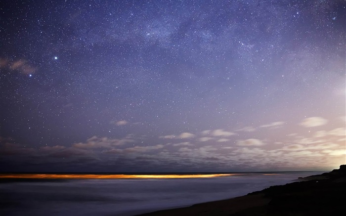 ciel de nuit horizon étoiles de mer-Paysages naturels HD Fond d'écran Vues:28091