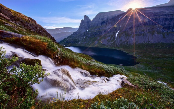 la lumière du soleil montagne rivière ruisseau-Parfait paysage HD fond d'écran Vues:8604