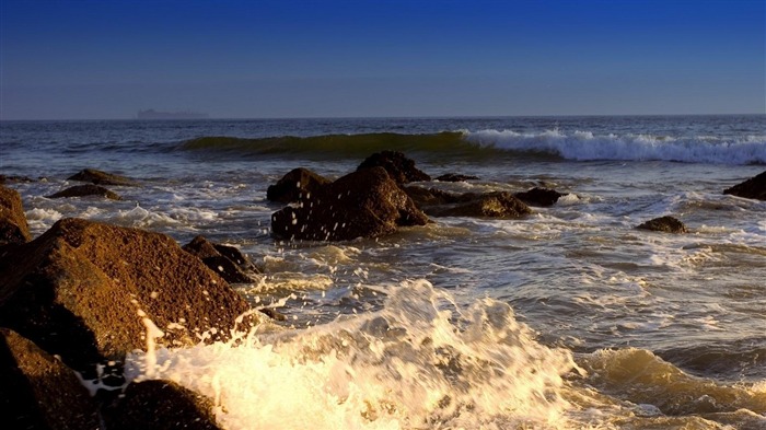 pierres de la mer vagues éclaboussure-Paysages naturels HD Fond d'écran Vues:8284