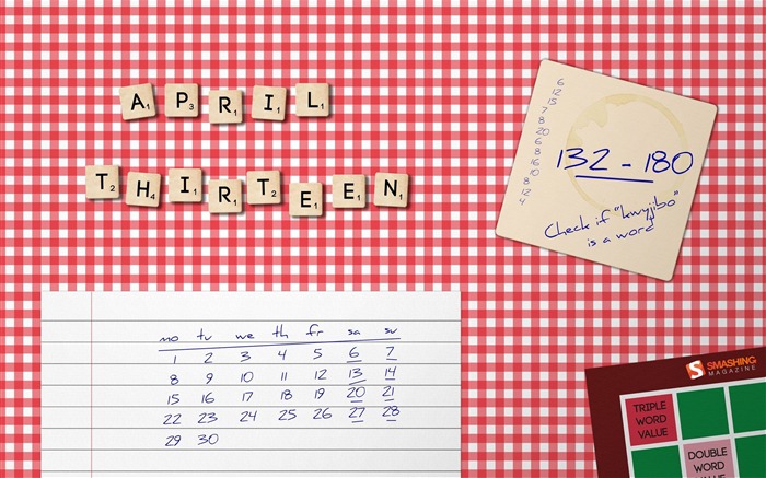 Scrabble Day-April 2013 calendar desktop wallpapers Views:7186 Date:2013/4/1 0:41:23