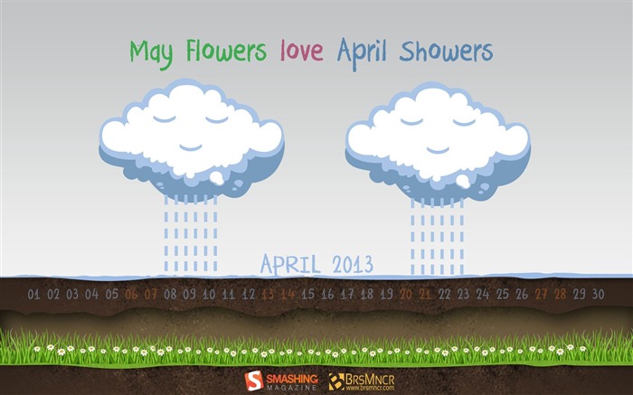 Showers-April 2013 calendar desktop wallpaper Views:7379 Date:2013/4/1 0:30:35