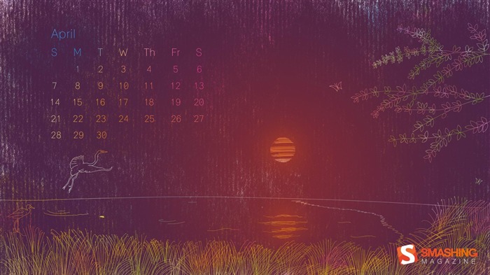 Sunset Lake-April 2013 calendar desktop wallpapers Views:7087 Date:2013/4/1 0:44:26