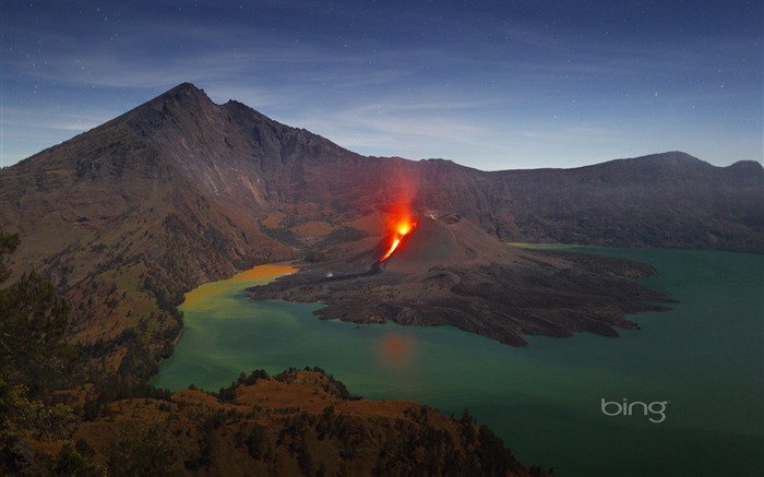 Papel pintado con pantalla grande del tema de Bing de la erupción volcánica-2013 Vistas:11007