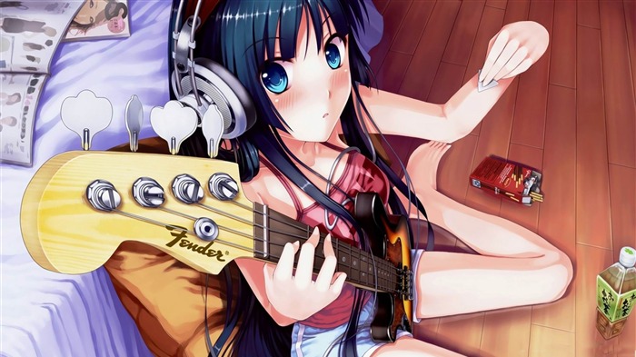 anime de la jeune fille avec une guitare-Comic conception Fonds d'ecran Vues:10819