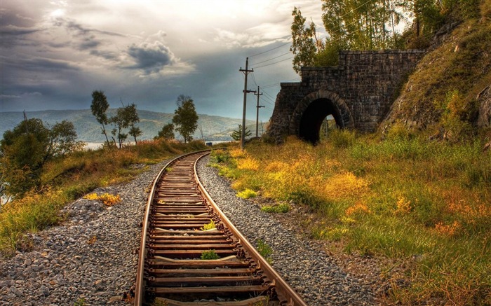 ferrocarril-Fotografía fondo de pantalla panorámica Vistas:8835