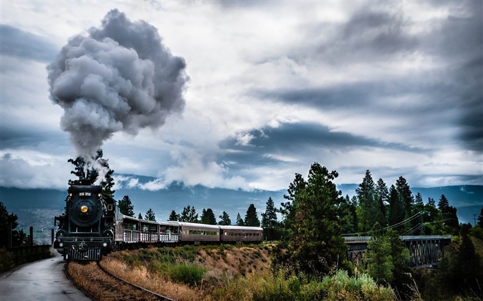 Locomotora de vapor-Papel pintado con pantalla panorámica de fotografía Vistas:10677