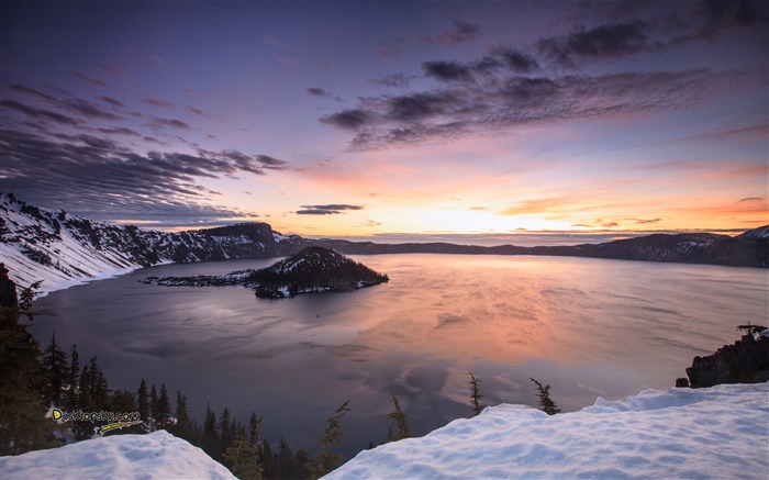 Winter lake-Paysage widescreen fond d'écran Vues:8766