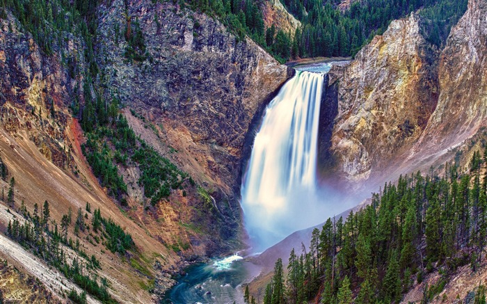 Yellowstone Chutes-Paysage widescreen fond d'écran Vues:14763