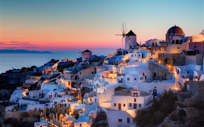 nuit à Santorin-Grèce Voyage photo fond d'écran Vues:37010