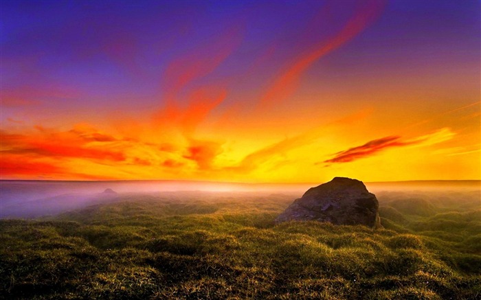 el atardecer de fuego-Paisaje de verano fondo de pantalla Vistas:10726