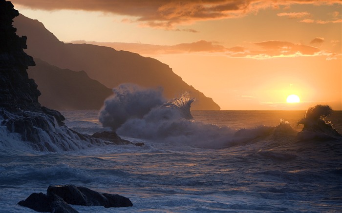 Magnifique coucher de soleil-Hawaiian Islands paysage Fond d'écran Vues:8664