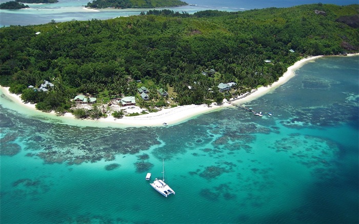 Com vista para a ilha, Ilhas Seychelles, paisagem, HD, papel de parede Visualizações:10422