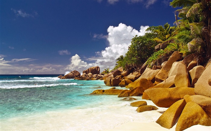 Rocks Beach-Seychelles cenário da ilha HD wallpaper Visualizações:13144