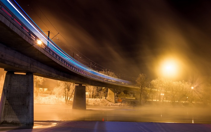 桥梁夜景灯光城市-摄影高清壁纸 浏览:11653