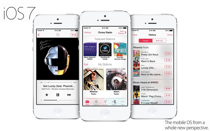 iOS 7 en iPhone iTunes-Hi-Tech publicidad de la marca fondo de pantalla Vistas:10818