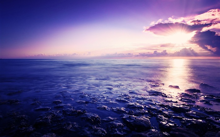 Fondo de pantalla de fotografía de amanecer y mar-Paisaje Vistas:11862