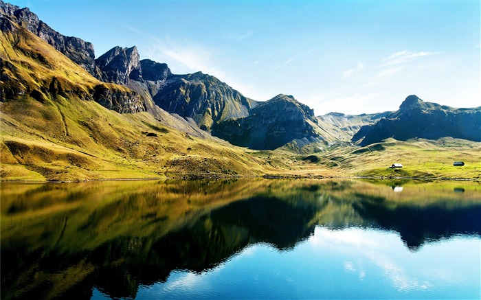 Alpes suizos lago-verano naturaleza fondo de pantalla HD Vistas:13722