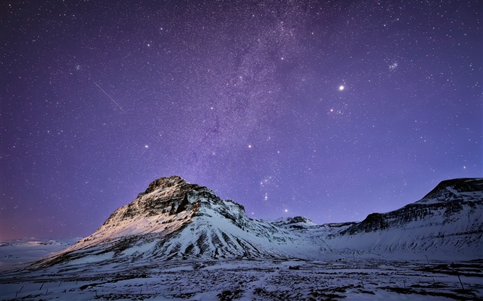 Islande Montagnes nuit de neige-un paysage naturel Fond d'écran Vues:19900