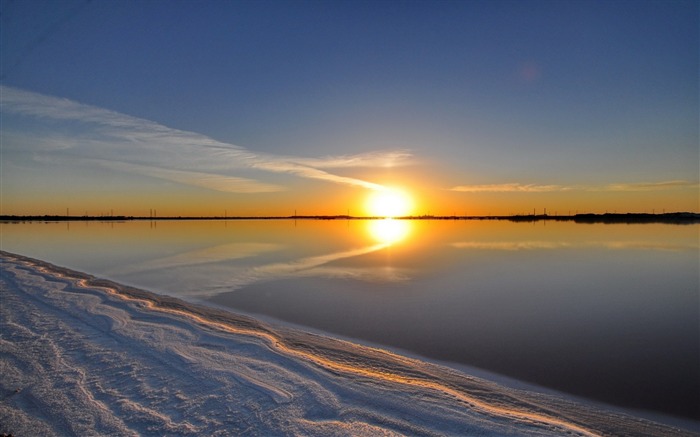 Lago sunset beach-Nature Paisagem HD wallpaper Visualizações:10193