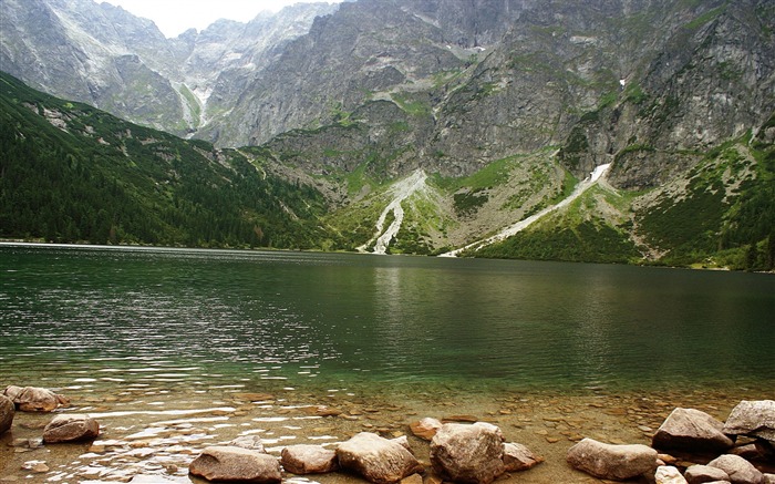 montanha lago rocks-Nature Landscape HD wallpaper Visualizações:10837