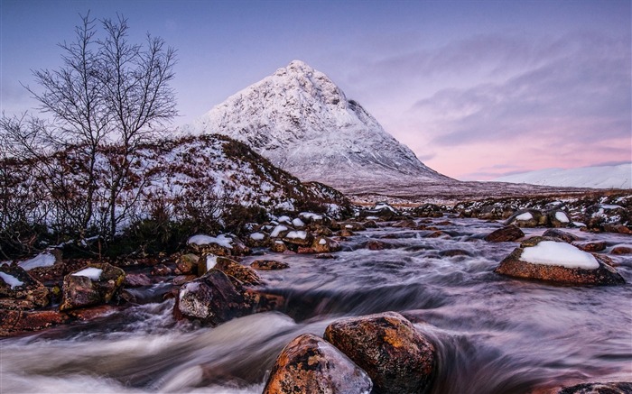 Rio de montanha inverno-Natureza Paisagem HD wallpaper Visualizações:8903