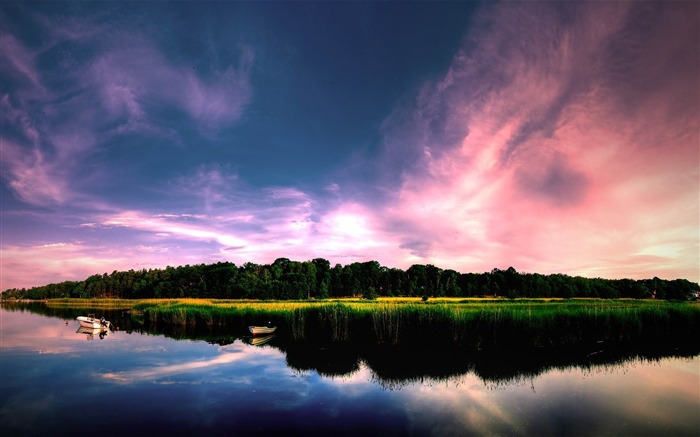 Pôr-do-sol roxo - Papel de parede da paisagem bonita Visualizações:10132