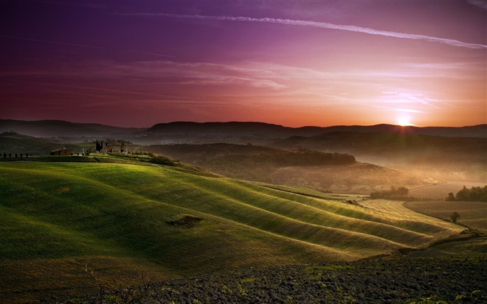 Papel de parede do tema da paisagem de pradaria Toscana Visualizações:36650