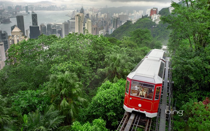 HONG KONG PEAK Tranvía-septiembre de 2013 Bing fondo de pantalla Vistas:9688