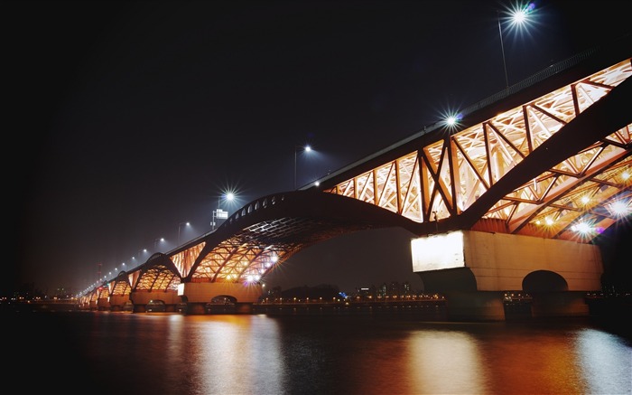 puente noche luces-City Travel fondo de pantalla HD Vistas:7697