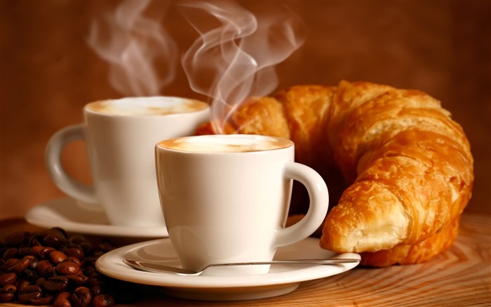 croissant beber parejas-Comida fondo de pantalla HD Vistas:12863