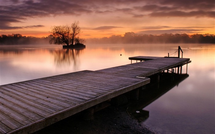 Pier rivière ciel coucher de soleil-Nature HD Fond d'écran Vues:9939