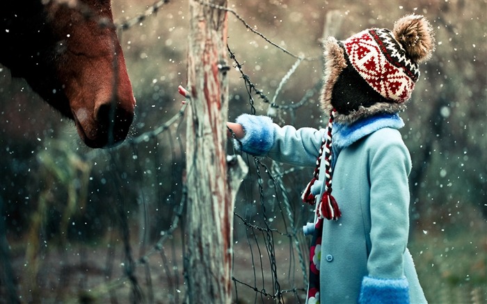 Chica de la amistad con fondos de pantalla HD de caballos lindo Vistas:9082