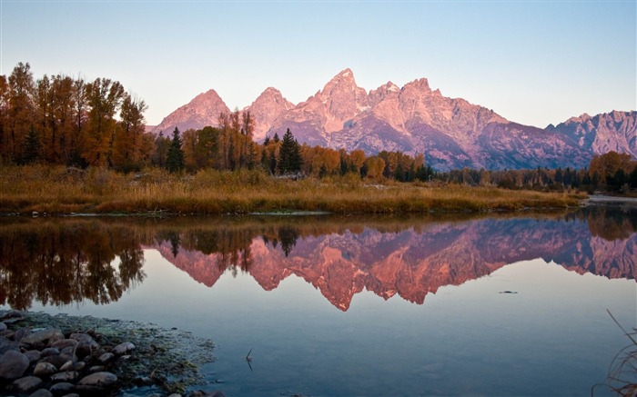 automne montagnes réflexion soir-Nature HD Fond d'écran Vues:12540