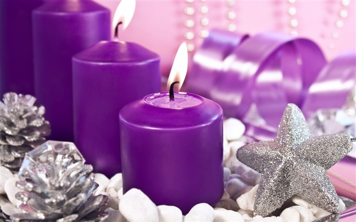 bougies Fetes Cadeaux lilas-Christmas Fond d'écran Vues:9753