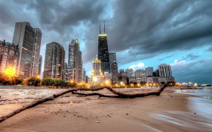 chicago skyscraper beach-cities HD Wallpaper Views:10150 Date:2013/10/28 8:08:34